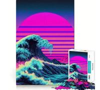 Luminous Vaporwave Tides Hard Jigsaw Puzzle for Adults 1000 Pieces Think Smart Serene Game Family Game Perfect Decor (50x75cm)