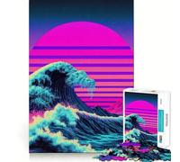 Luminous Vaporwave Tides Puzzle for Teenagers 1000 Pieces Sharp Brain Decompress Family Bond Birthday Idea (38x26cm)