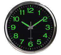 Luminous Wall Clock, 30cm/12'' Glow in the Dark Silent Non Ticking Night Lights Wall Clocks for Home Living Room Bedrooms Office Kitchen School (Silver)