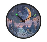 Luminous Wall Clock Planetary Dinosaur 12 Inch Glow in the Dark Clock for Bedroom Living Room - Sound Control Silent Lighted up Wall Clock Battery Operated