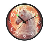 Luminous Wall Clock White Unicorn under The Moon 12 Inch Glow in the Dark Clock for Bedroom Living Room - Sound Control Silent Lighted up Wall Clock Battery Operated