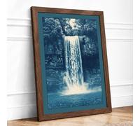 Luminous Waterfall Scandinavian Framed Wall Art Print A1 (84.1×59.4cm) Walnut, Wall Decor for Living Room, Bedroom, Office & Home, Ready to Hang, Art Gift