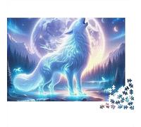 Luminous Wolf Howl 1000pc Jigsaw Puzzle Adults Glowing Spirit Wolf Howls at Full Moon Premium Sturdy Vibrant Challenging Stress Relief Gift 70x50cm/1000pcs