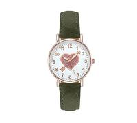Luminouse Women's Wrist Watch Classic Quartz Watch Easy Read Dial an Arrrow Through The Heart Leather Watch Round Watch for Women Birthday Canvas Watch Straps (Green, One Size)