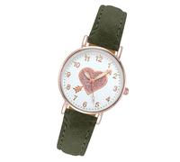 Luminouse Women's Wrist Watch Watch Easy Read Dial an Arrrow Through The Heart Leather Watch Round Watch for Women Birthday Watches for Nurses Women (Green, One Size)