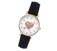 Luminouse Women's Wrist Watch Watch Easy Read Dial an Arrrow Through The Heart Leather Watch Round Watch for Women Birthday Watches for Nurses Women (Black, One Size)