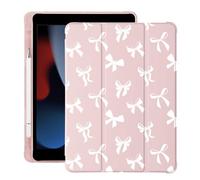 LuminousGuard Cute Kawaii Bow for iPad 10th Generation Case 10.9 Inch 2022 with Pencil Holder, Auto Sleep/Wake, Pink Leather Soft TPU Back Cover