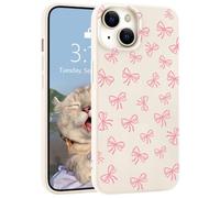 LuminousGuard for iPhone 7/8 / SE 2020 Case, Cute Kawaii Pink Bow White Liquid Silicone Phone Case Slim Fit Soft Gel Rubber Protective Phone Cover for Women Girls