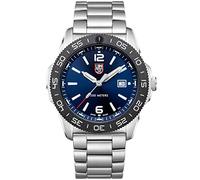 Luminox Men's Navy Seal Pacific Diver 3120 Series Silver Stainless Steel Oyster Band Blue Dial Quartz Analog Watch, Sliver/Blue/Black, 44 mm, Analog Watch,Diver