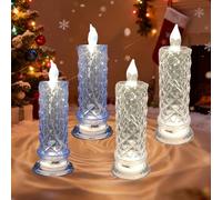 Luminoya Candles, Led Crystal Candle Lights, 2/4pcs New Christmas Tree Led Candles, Safe Flameless Design, for Date Nights, Anniversary, Wedding, Christmas Decorations, Home Decor (2white 2blue)