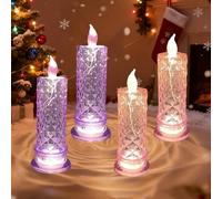 Luminoya Candles, Led Crystal Candle Lights, 2/4pcs New Christmas Tree Led Candles, Safe Flameless Design, for Date Nights, Anniversary, Wedding, Christmas Decorations, Home Decor (2pink 2purple)