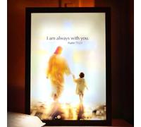Luminworks Jesus Lamp, Miracles Lamp Light Up Jesus Photo Frame, 4D Lumins Jesus LED Night Light Up Picture Frames Hangable, Christ Jesus Oil Painting Bedside Table Lamp, for Home Wall Decor