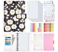 Luminzo A6 Budget Planner with Zipper Envelopes, Money Binder Includes Budget Sheets Label Stickers, 5.3 x 7.4 inches for Cash & Cards, Daisy