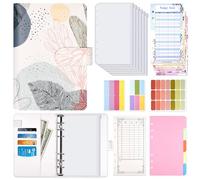 Luminzo A6 Budget Planner with Zipper Envelopes, Money Binder Includes Budget Sheets Label Stickers, 5.3 x 7.4 inches for Cash & Cards, Boho Leaves