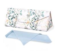 Luminzo Cute Glasses Case, Foldable Glasses Case with Cleaning Cloth for Your On-the-Go Life, Space-Saving & Protective Case for Glasses & Sunglasses, Green Plants
