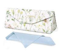 Luminzo Cute Glasses Case, Foldable Glasses Case with Cleaning Cloth for Your On-the-Go Life, Space-Saving & Protective Case for Glasses & Sunglasses, Green Leaves