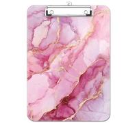 Luminzo Plastic Cute Clipboard, Low-Profile Metal Clip, A4 Letter Size 9 x 12.5 in, 8.5 x 11 Paper Clip Board for Teachers, Nurses, Classroom, Pink Marble