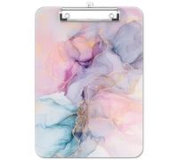 Luminzo Plastic Cute Clipboard, Low-Profile Metal Clip, A4 Letter Size 9 x 12.5 in, 8.5 x 11 Paper Clip Board for Teachers, Nurses, Classroom, Pink Dream Marble