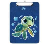 Luminzo Plastic Cute Clipboard, Low-Profile Metal Clip, A4 Letter Size 9 x 12.5 in, 8.5 x 11 Paper Clip Board for Teachers, Nurses, Classroom, Cute Turtle