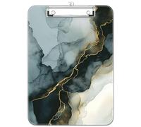 Luminzo Plastic Cute Clipboard, Low-Profile Metal Clip, A4 Letter Size 9 x 12.5 in, 8.5 x 11 Paper Clip Board for Teachers, Nurses, Classroom, Ink Painted Marble