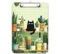 Luminzo Plastic Cute Clipboard, Low-Profile Metal Clip, A4 Letter Size 9 x 12.5 in, 8.5 x 11 Paper Clip Board for Teachers, Nurses, Classroom, Cafe Black Cat