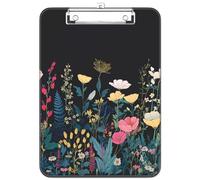 Luminzo Plastic Cute Clipboard, Low-Profile Metal Clip, A4 Letter Size 9 x 12.5 in, 8.5 x 11 Paper Clip Board for Teachers, Nurses, Classroom, Wild Flower