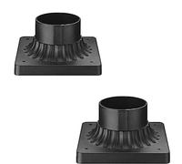 Luminzone Outdoor Post Light Base Mount, Post Light Adapter 3'' Outdoor Pier Base in Black Finish for Deck Porch Patio, 5.5" W x 5.5" D x 3.25" H,2 Pack