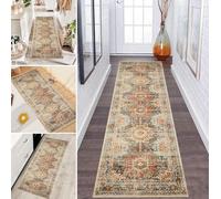 LUMIPAP Rug Runner Hallway Carpet Runner Kitchen Runner Kitchen Rugs Non-Slip Washable Bed Rug for Hallway Laundry Room 80 x 250 cm Light Cream Retro Percepose