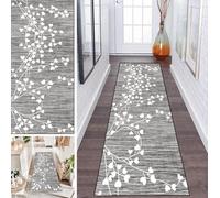 LUMIPAP Rug Runner Hallway Carpet Runner Kitchen Runner Kitchen Rugs Non-Slip Washable Bed Rug for Hallway Laundry Room 110 x 450 cm Heart Retro Branches and Leaves