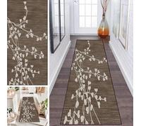 LUMIPAP Rug Runner Hallway Carpet Runner Kitchen Runner Kitchen Rugs Non-Slip Washable Bed Rug for Hallway Laundry Room 50 x 450 cm Brown Peach Heart Retro Branches and Leaves