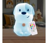 Lumipets Puppy Kids Night Light, Huggable Nursery Light for Baby and Toddler, Silicone LED Lamp, Remote Operated, USB Rechargeable Battery, 9 Available Colors, Timer Auto Shutoff