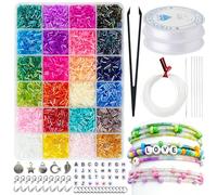 Lumirelle Glass Tube Beads Kit: 9600pcs 24 Colors Bugle Beads for DIY Bracelet Necklace Earring Making, Jewelry Supplies for Adults Women