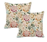 LUMIREX 2 pcs Green Cushion Covers 45 x 45, Square Throw Pillow Case, Double Sided Pattern, Soft Green Floral Cushion Covers for Patio Garden Blench Living Room Sofa Farmhouse Decor