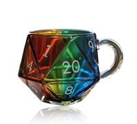 LUMIREX Polyhedral Dice Glass Coffee Cup, Colored Dice Design Cute Mug with Handle, Exquisite and Unique Mug for Game Enthusiasts, 350 ml Teacup for Cold and Hot Drinks