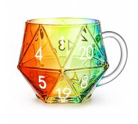 LUMIREX Polyhedral Dice Glass Coffee Cup, Colored Dice Design Cute Mug with Handle, Exquisite and Unique Mug for Game Enthusiasts, 350 ml Teacup for Cold and Hot Drinks (Color)