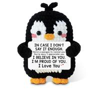 LUMIREX Romantic Crochet Penguin, Yarn and Cotton Material Emotional Support Gift for Decoration, Positive Penguin with Love Theme Card Gifts for Boyfriend, Girlfriend, Couples, Valentines