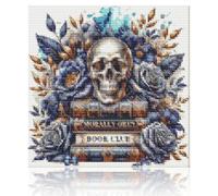 LUMIREX Skeleton Reading Theme Diamond Painting Set, 5D Horror Diamond Art Kits Adults with Tool Kit, Full Round Drill Crystal Art for Living Room Bedroom Office Bar, 11.8X11.8 in