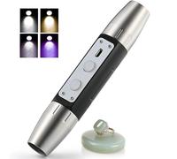 Lumirio Gemstones UV Flashlight, Super Bright Gem Tester for All Stones, Rechargeable Jade Jewelry Test Light, Yellow White UV 365nm 395nm Flashlight for Gem Stones Wooden Jewelry
