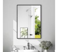 LUMIRRORS® Bathroom Mirror 50x70cm, Black Rectangular Wall Mirror with Aluminium Frame, Horizontal or Vertical Hanging, Slim Space-Saving Design Vanity Mirrors for Bathroom, Hallway, Bedroom