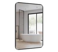 LUMIRRORS Bathroom Mirrors 50x70cm, Rectangular Mirror Wall Mounted Horizontal or Vertical Hanging, Brushed Aluminium Frame Vanity Mirrors BLACK for Bedroom Living Room Home Decor