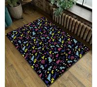 Lumirug Arcade Rug for Gamer Room 90s Nostalgic Carpet Nonslip Washable Black Gaming Mat Bedroom Dorm Decor Popular Unique Gift (Model-4, 60x90cm)