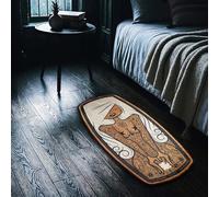 Lumirug Coffin Shaped Plush Rug Gothic Tattoo Style Floor Mat Alternative Halloween Decor Nonslip Machine Washable Soft Accent Carpet 40x80 cm