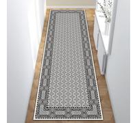 Lumirug Geometric Medallion Black Runner Rug Washable Nonslip Soft Carpet with Classic Pattern for Living Room Bedroom Dining Room Entryway Traditional Home Decor 80x230 cm