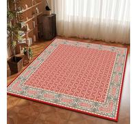 Lumirug Geometric Medallion Red Rug Washable Nonslip Soft Carpet with Classic Pattern for Living Room Bedroom Dining Room Entryway Traditional Home Decor 120cm Square