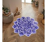Lumirug Lotus Shape Rug Purple Plush Soft Flower Carpet Bold Decorative Floral Design Washable Nonslip Floor Mat for Bedroom Living Room Meditation Yoga Area 120x120 cm