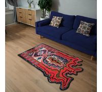 Lumirug Moroccan Style Melting Rug Irregular Red Boho Ethnic Floor Carpet with Motifs Soft Thick Plush Texture Tribal 80x150 Nonslip Washable Scandinavian Mat