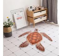 Lumirug Orange Turtle Rug Fun Animal Shaped Floor Carpet Kids Room Coastal Bathroom Tropical Sea Life Mat Plush Surface Beach House Nursery Play Area Marine Bedroom 80 CM