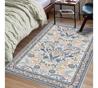 Lumirug Oriental Bird Rug Plush Soft Blue Floral Carpet Boho Minimal Design Elegant Washable Nonslip Area Mat for Living Room Bedroom Hallway Kitchen Decor 150x230 cm