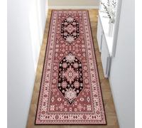 Lumirug Pink Turkish Anatolian Runner Rug Plush Soft Traditional Carpet with Medallion Pattern Boho Decor Washable Nonslip Long Hallway Mat for Entrance Kitchen Bedroom 100x280 cm