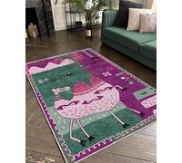Lumirug Safari Desert Theme Rug Camel Print Boho Scandinavian Style Carpet for Kids Playroom Nursery Bedroom Living Room 60x90 Decorative Purple Chenille Mat